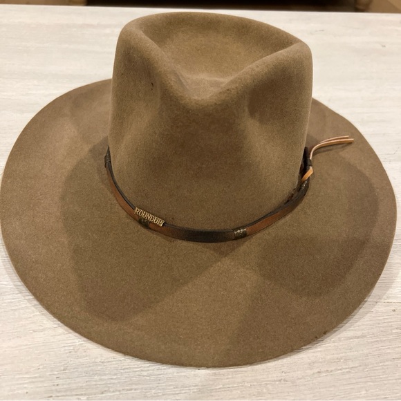 VTG The Roundup 4X Beaver Quality Western Hat Leather Metal Strap SZ 6 3/4 - Picture 8 of 14